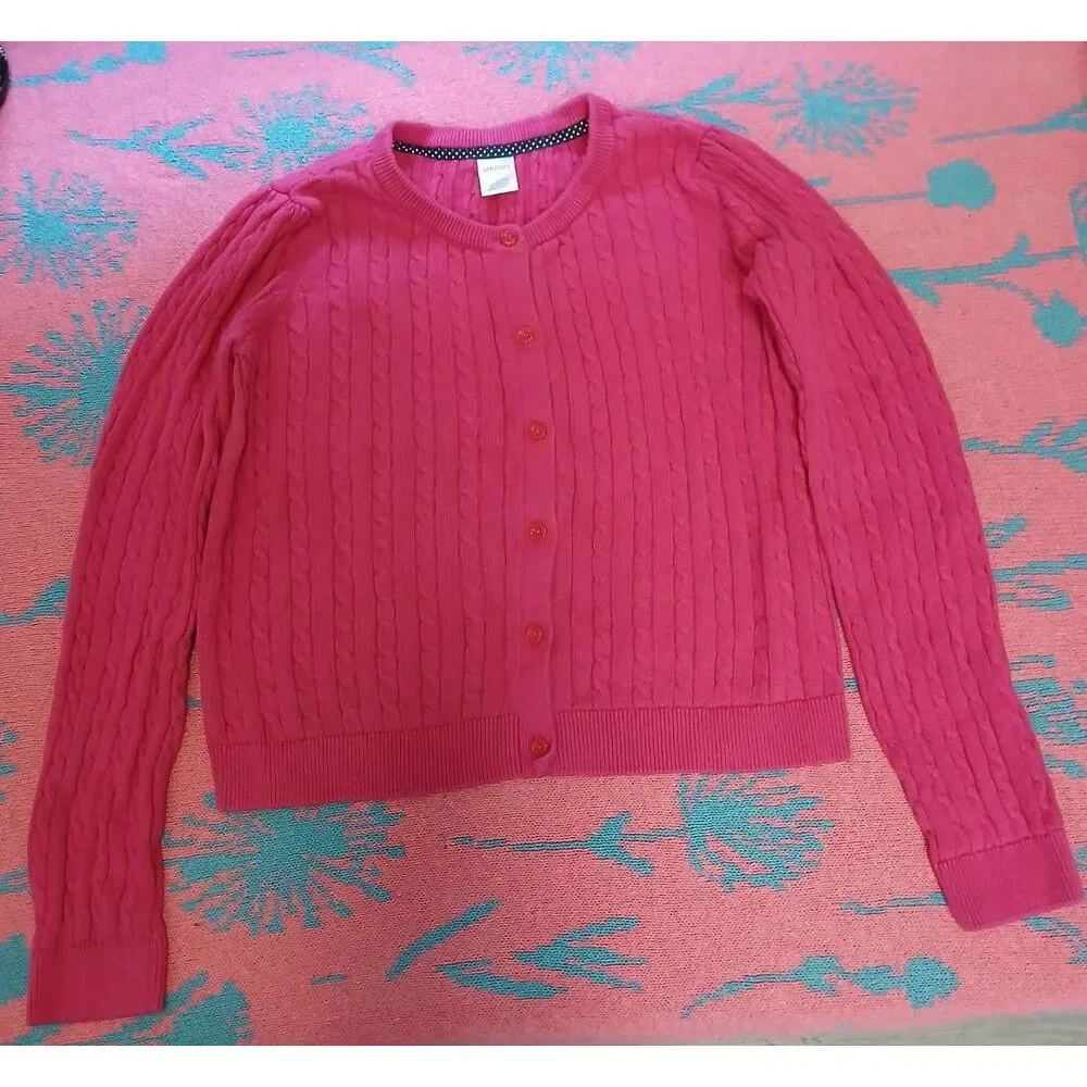 Gymboree girls size 12 pink cable knit sweater cardigan spring summer cotton